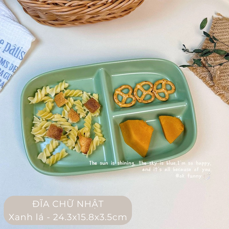 Đĩa sứ chia ngăn màu pastel