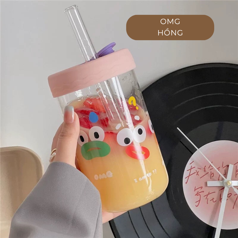 Ly uống nước daily 600ml thuỷ tinh (kèm ống hút)