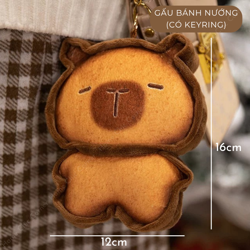 Gấu bông sandwich hình mèo, gấu bánh nướng, móc khoá hình mèo