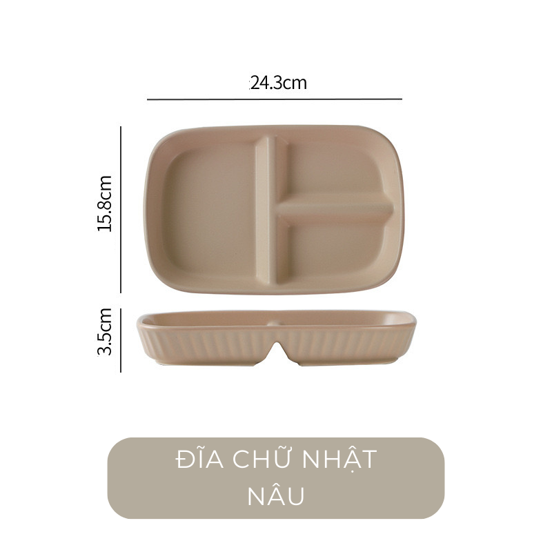 Đĩa sứ chia ngăn màu pastel