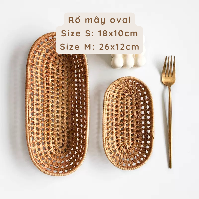 Rổ mây oval mây tre tự nhiên