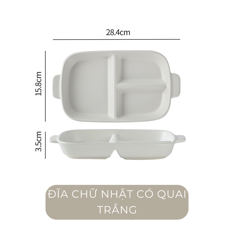 Đĩa sứ chia ngăn màu pastel