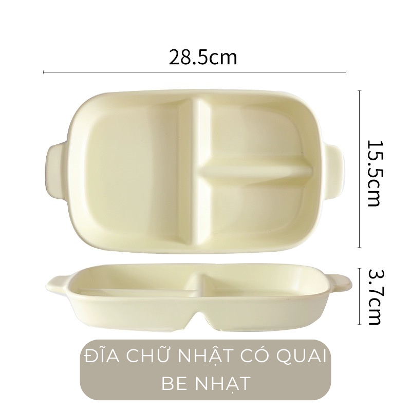 Đĩa sứ chia ngăn màu pastel