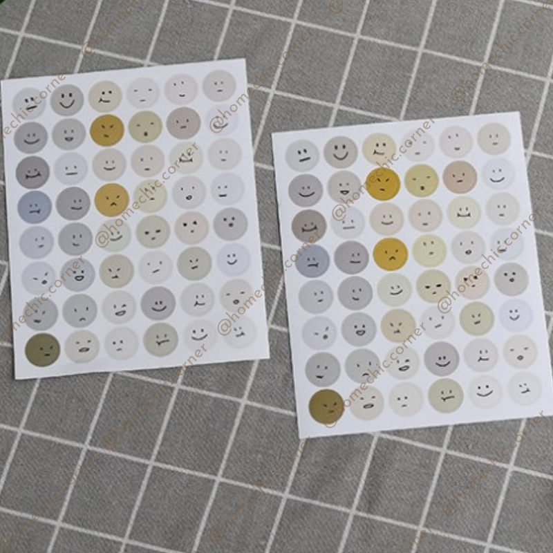 Bộ 48 stickers tròn decor trang trí dán postcard