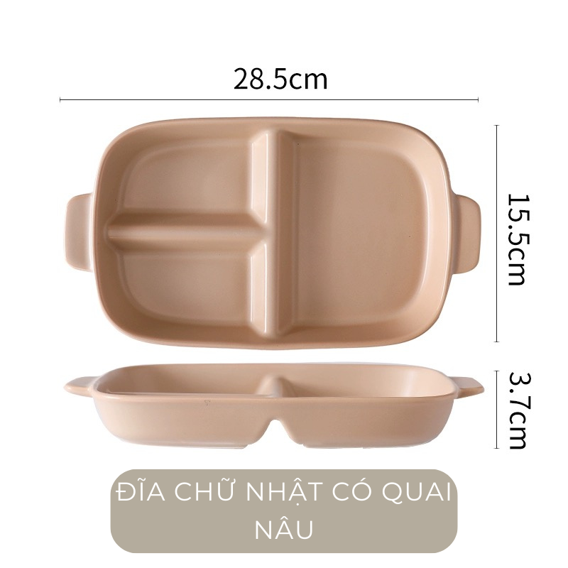 Đĩa sứ chia ngăn màu pastel