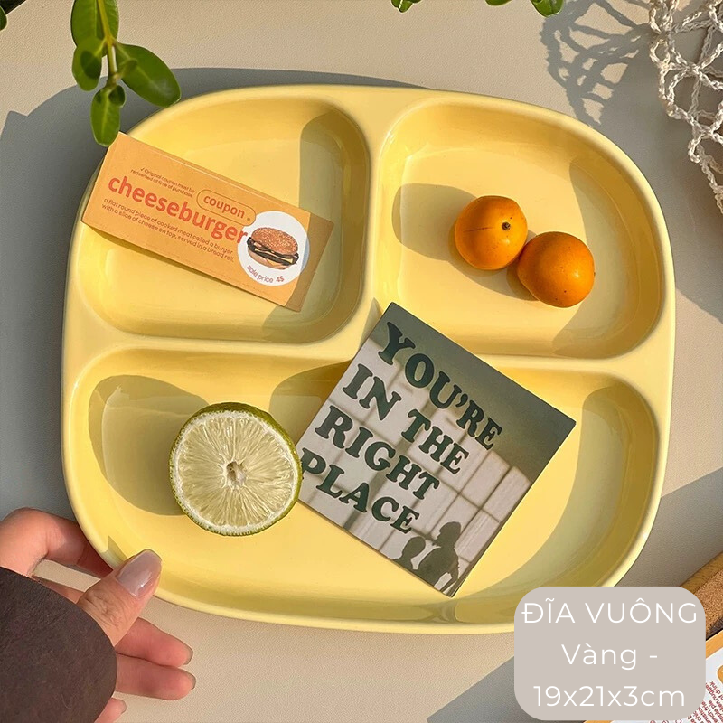 Đĩa sứ chia ngăn màu pastel