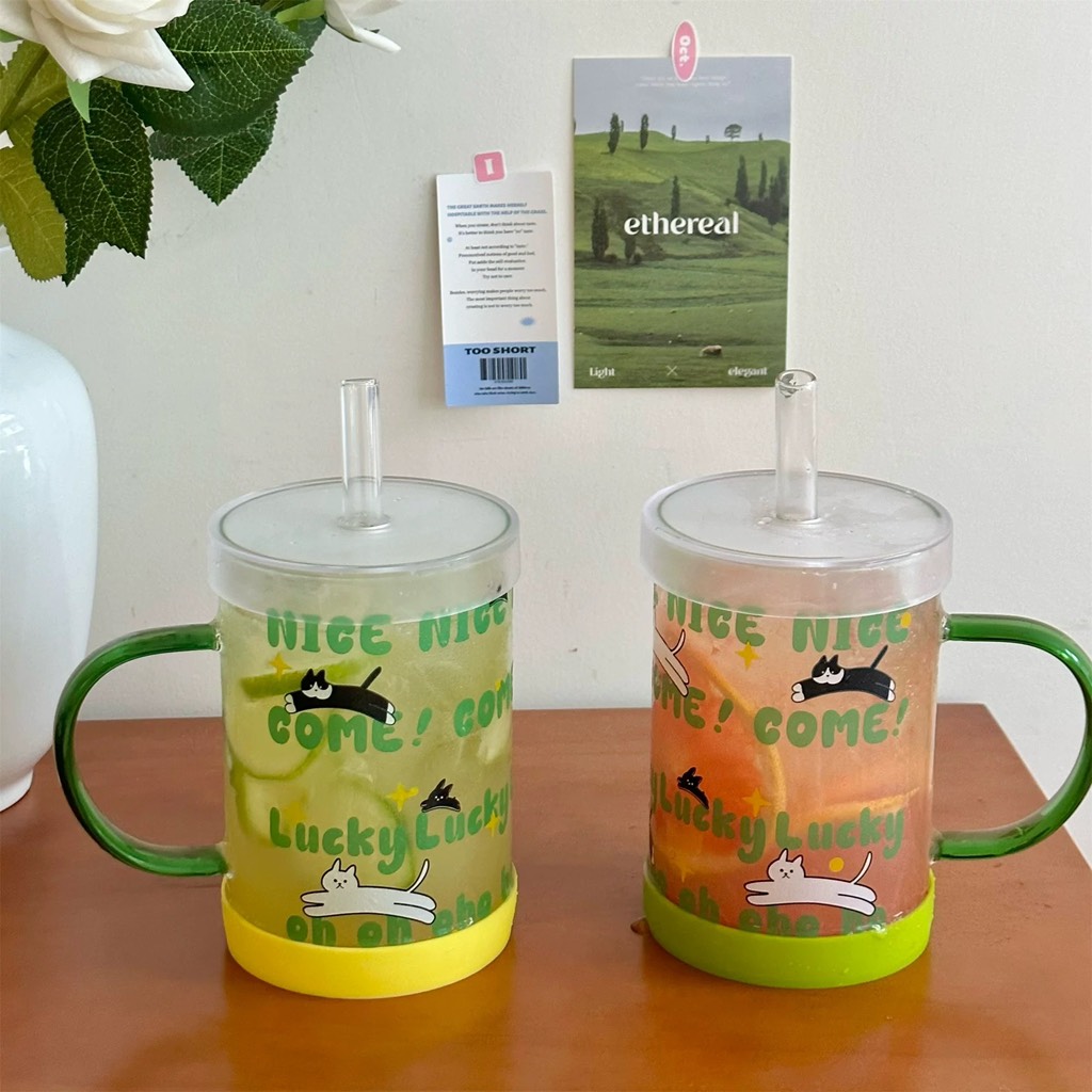 Cốc thuỷ tinh mèo in chữ 900ml