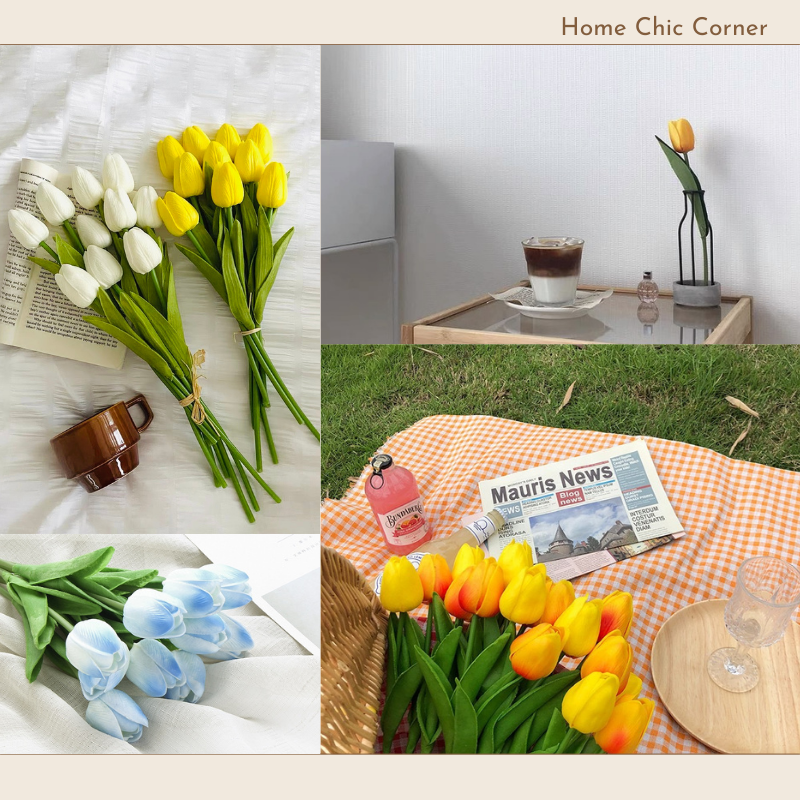 Hoa tulip trang tri decor nhiều màu