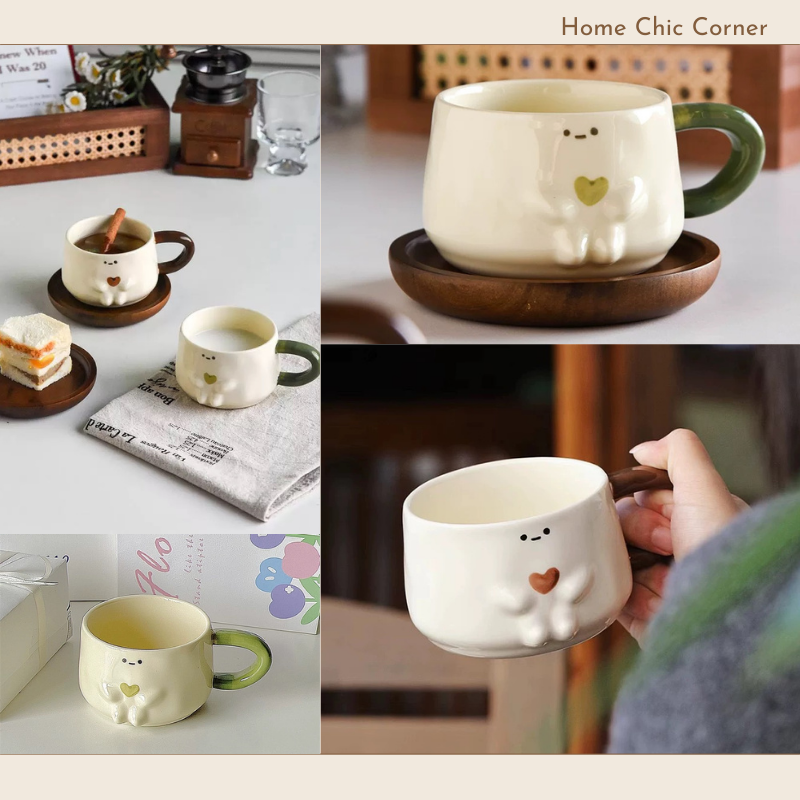 Ly sứ cốc sứ hình nổi ôm trái tim