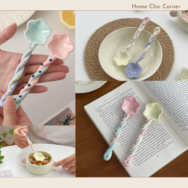 Muỗng sứ hoa pastel