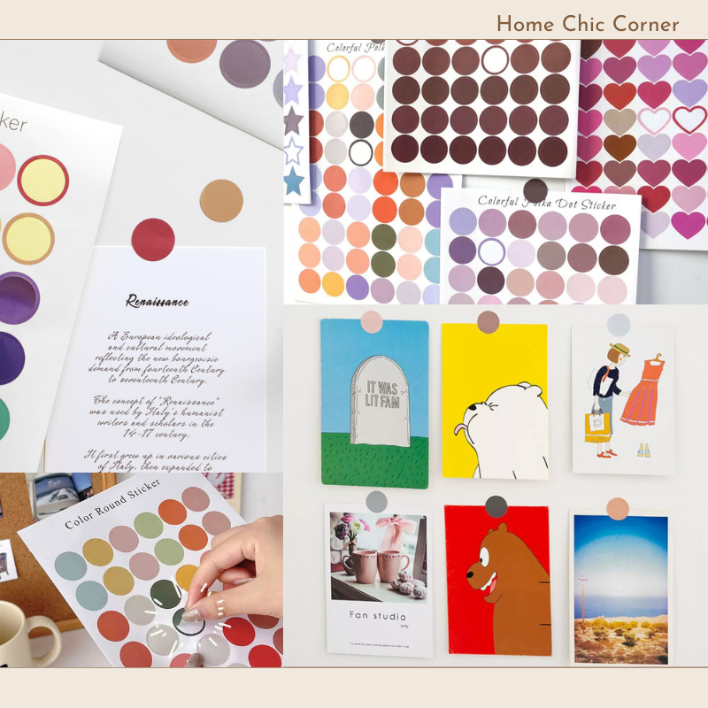 Bộ 48 stickers tròn decor trang trí dán postcard