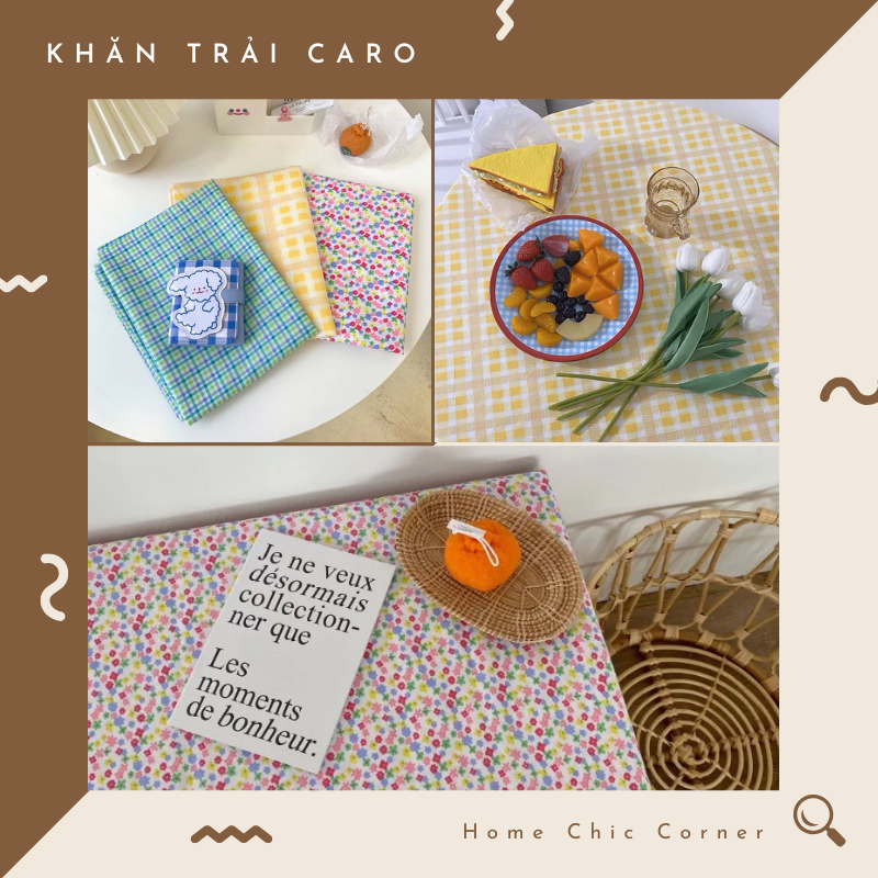 Khăn bàn caro kẻ sọc phụ kiện chụp ảnh picnic phong cách Hàn quốc