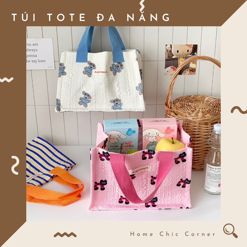Túi tote đựng hộp cơm nhiều màu pastel dễ thương