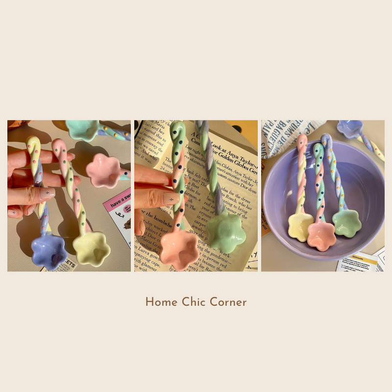 Muỗng sứ hoa pastel