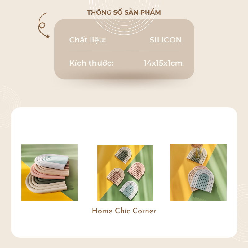 Lót cốc tấm lót nồi silicon cầu vồng