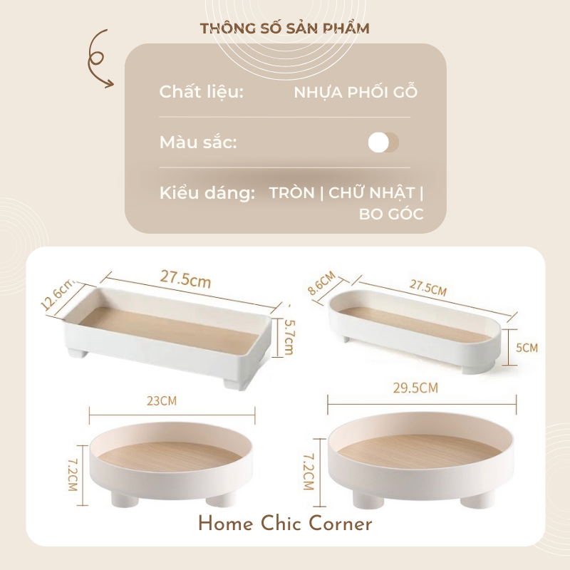 Khay trang trí decor đa năng phong cách Hàn Quốc