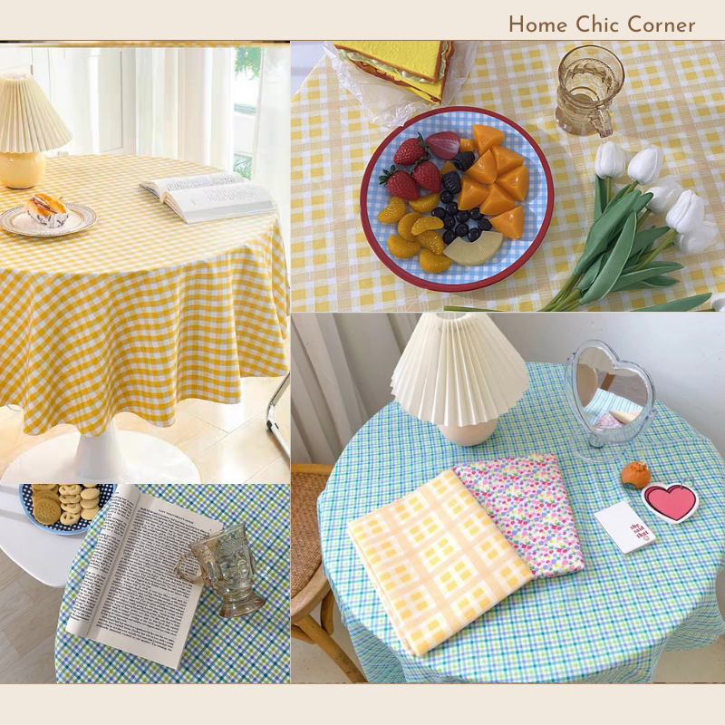 Khăn bàn caro kẻ sọc phụ kiện chụp ảnh picnic phong cách Hàn quốc