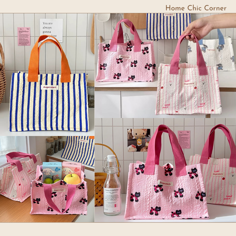 Túi tote đựng hộp cơm nhiều màu pastel dễ thương