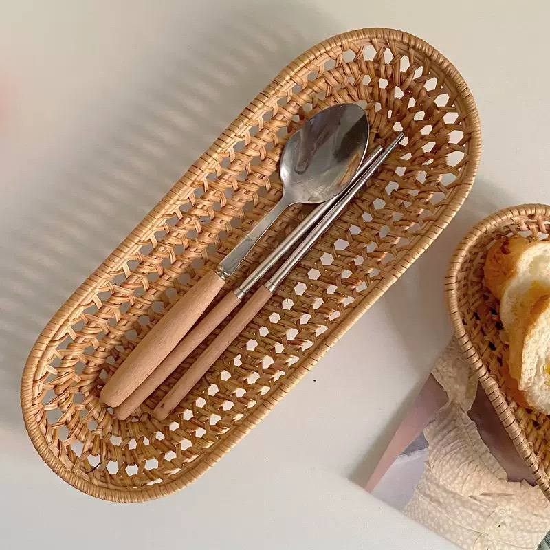 Rổ mây oval mây tre tự nhiên