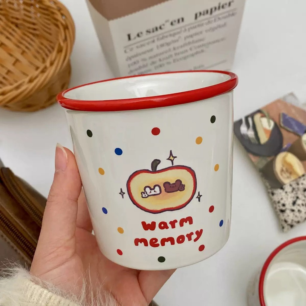 Cốc sứ hoạ tiết táo warm memory
