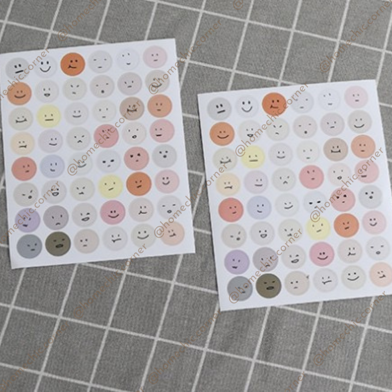 Bộ 48 stickers tròn decor trang trí dán postcard