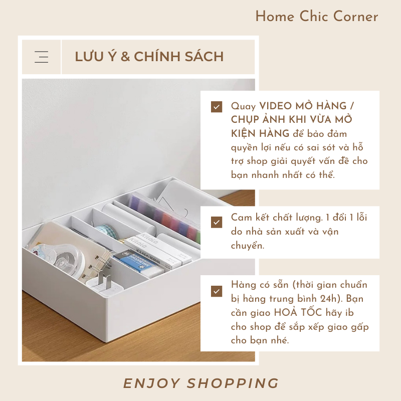 Khay nhựa chia ngăn màu trắng sắp xếp đồ dùng