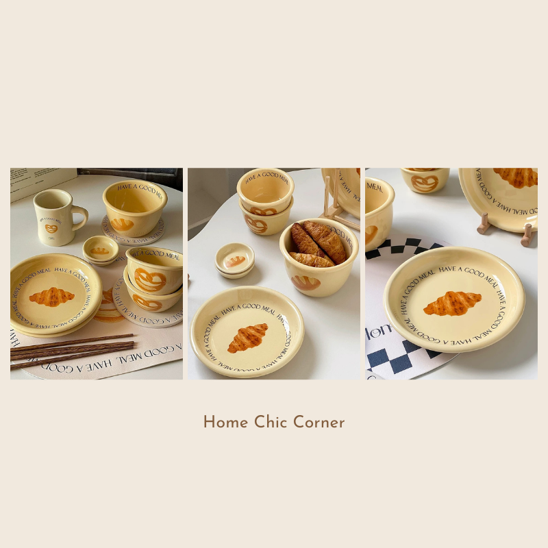 Chén dĩa tô in hình bánh mì