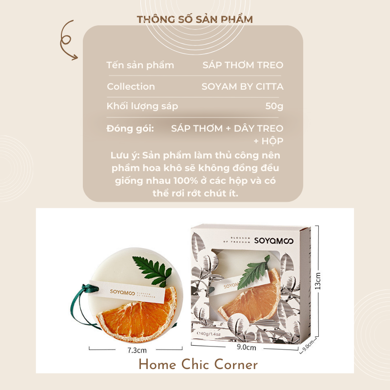 Sáp thơm khử mùi hoa khô Soyam by Citta