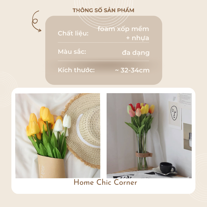 Hoa tulip trang tri decor nhiều màu