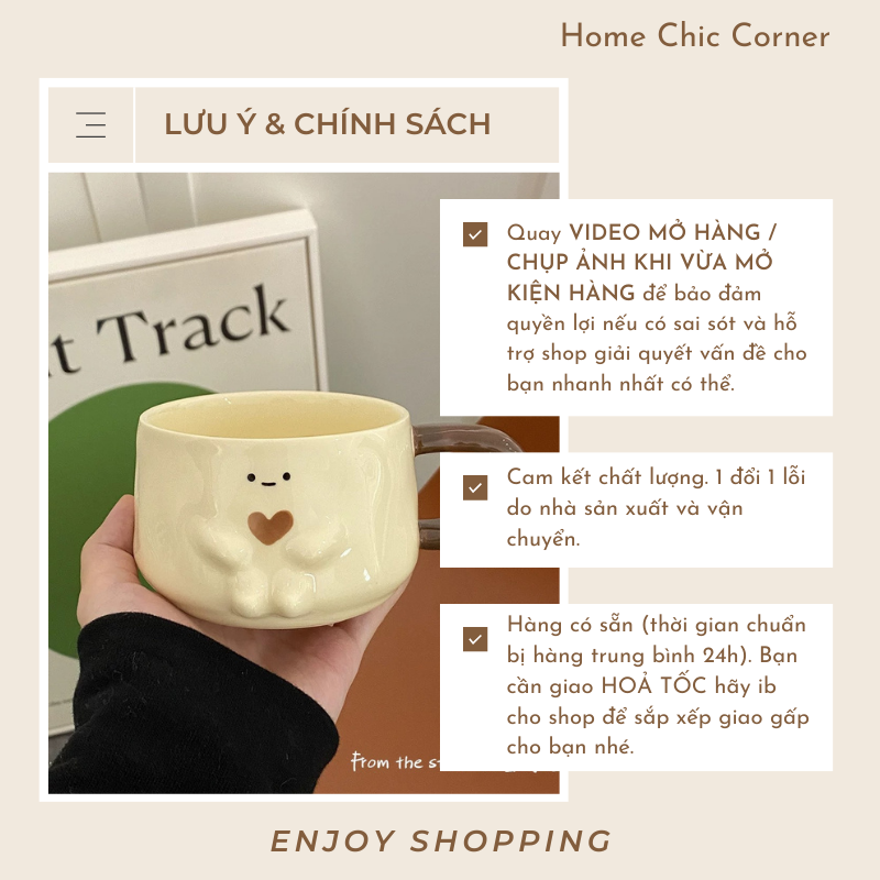 Ly sứ cốc sứ hình nổi ôm trái tim