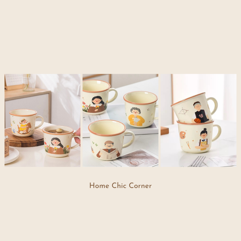 Cốc sứ viền nâu boy girl