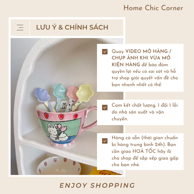 Muỗng sứ hoa pastel