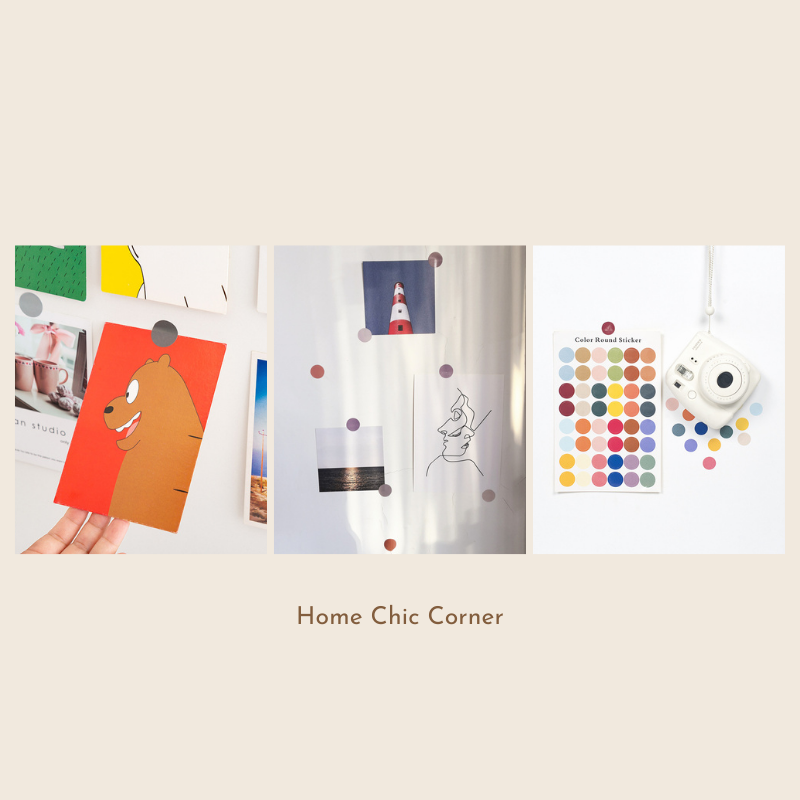 Bộ 48 stickers tròn decor trang trí dán postcard