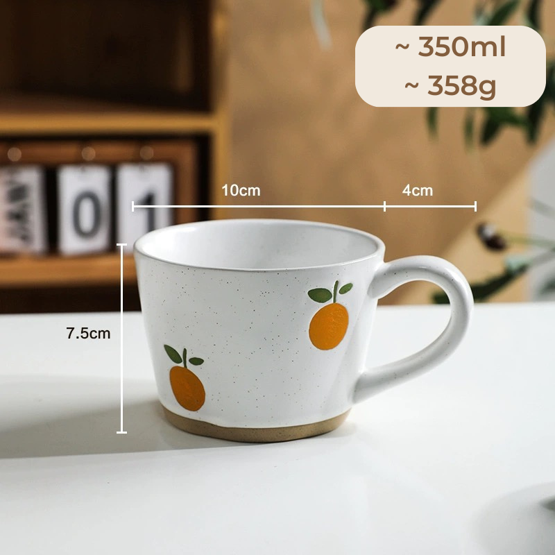 Cốc hoạ tiết quả cam bông hoa 350ml