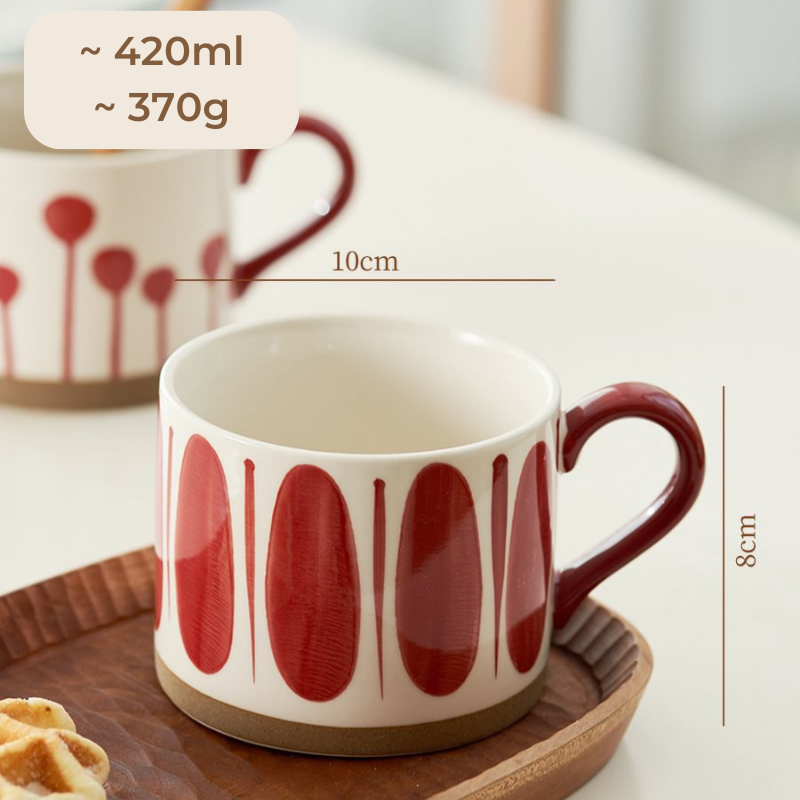 Cốc sứ hoạ tiết màu đỏ