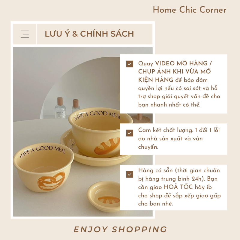 Chén dĩa tô in hình bánh mì