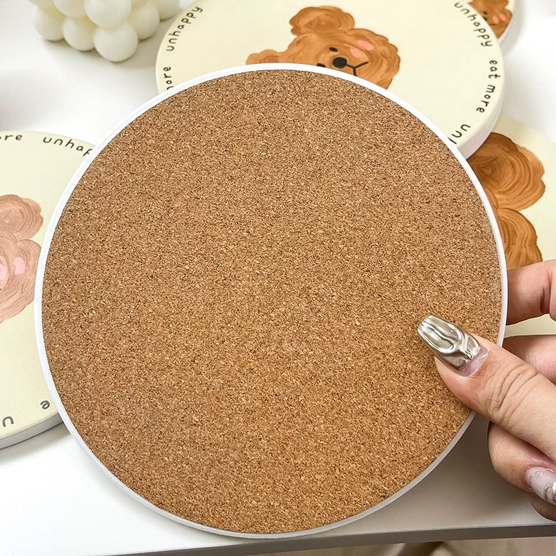 Lót nồi hình gấu bằng đá cách nhiệt thấm hút 16cm