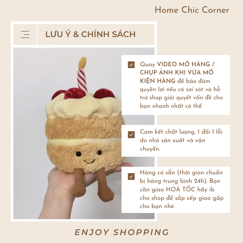 Gấu bông hình bánh kem sinh nhật dễ thương