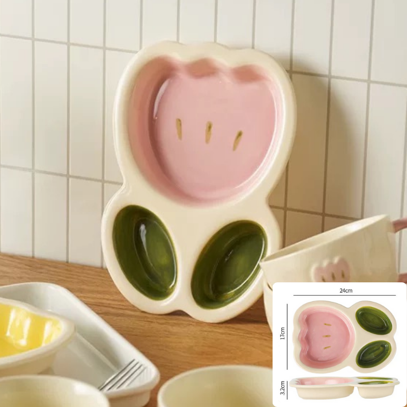 Dĩa tulip chia nhăn chất liệu gốm sứ