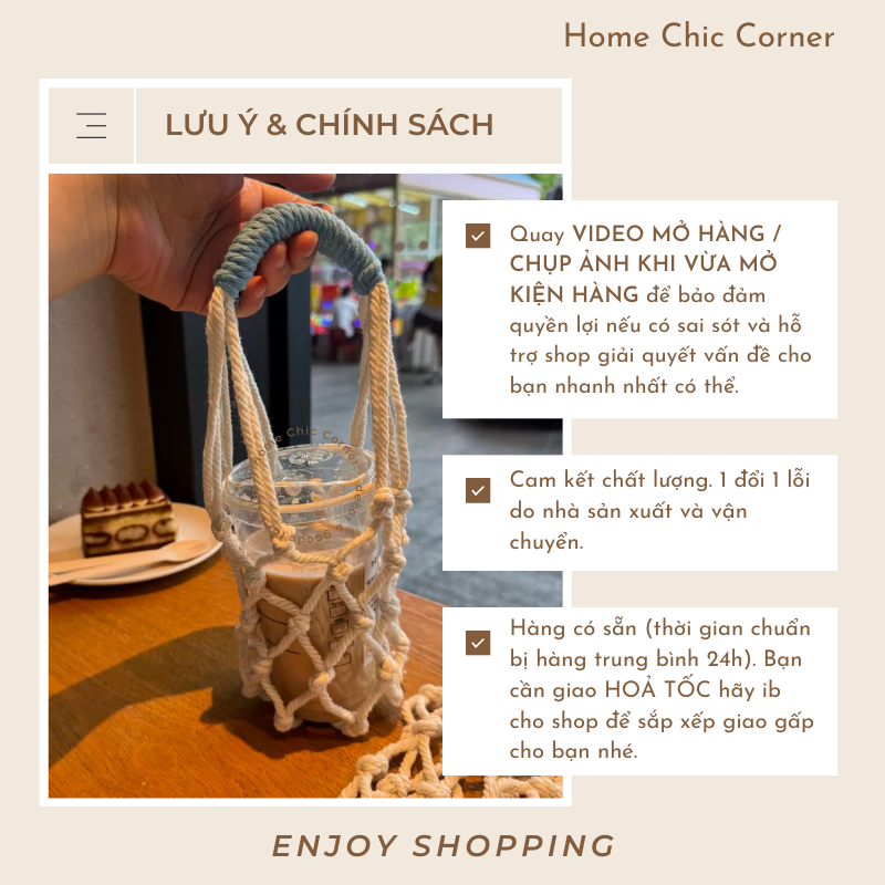 Túi lưới thừng đựng cốc