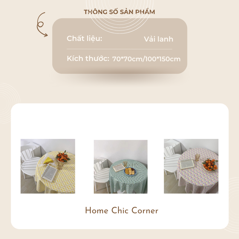 Khăn bàn caro kẻ sọc phụ kiện chụp ảnh picnic phong cách Hàn quốc