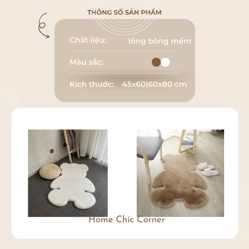 Thảm lông decor hình gấu