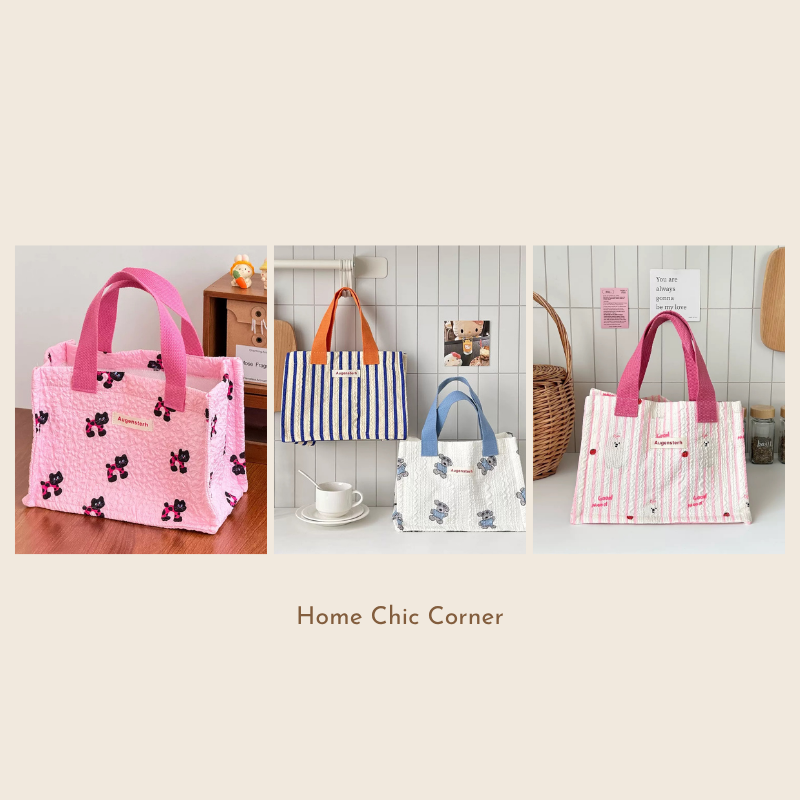 Túi tote đựng hộp cơm nhiều màu pastel dễ thương