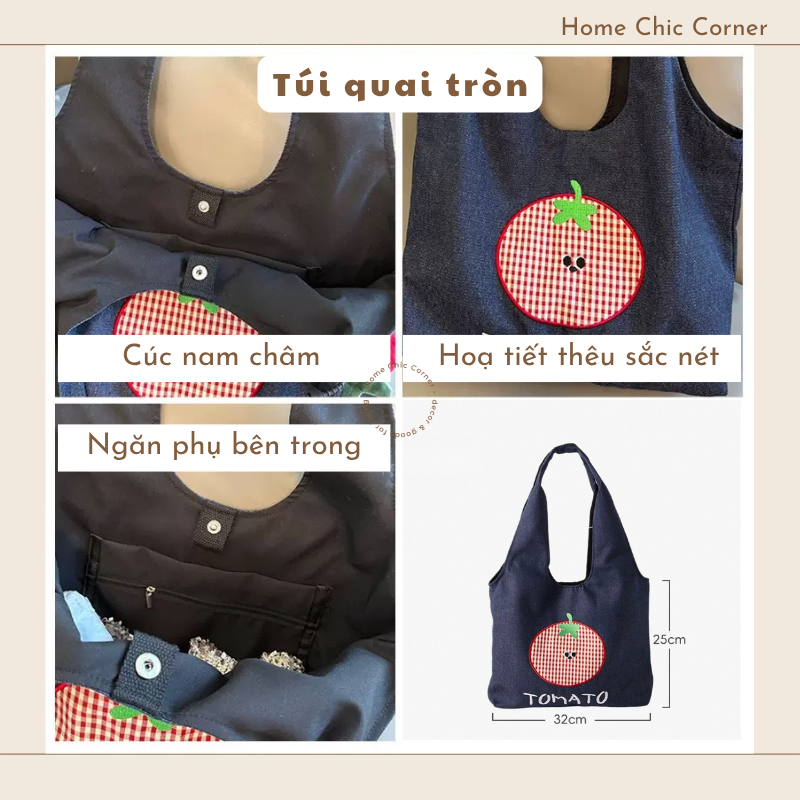 Túi tote vải denim canvas Tomato