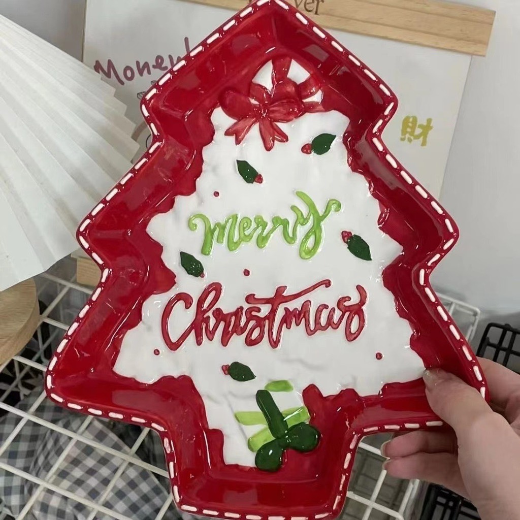 Đĩa sứ cây thông noen