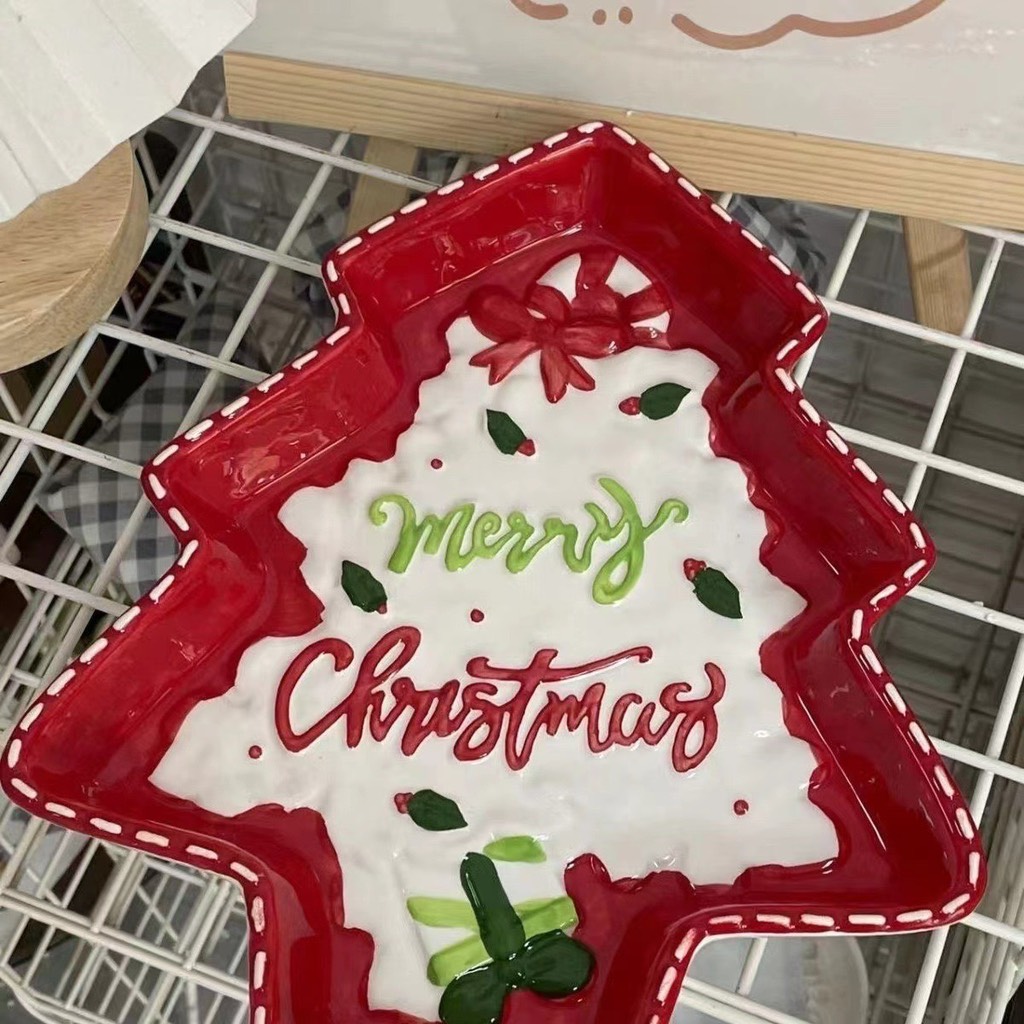 Đĩa sứ cây thông noen