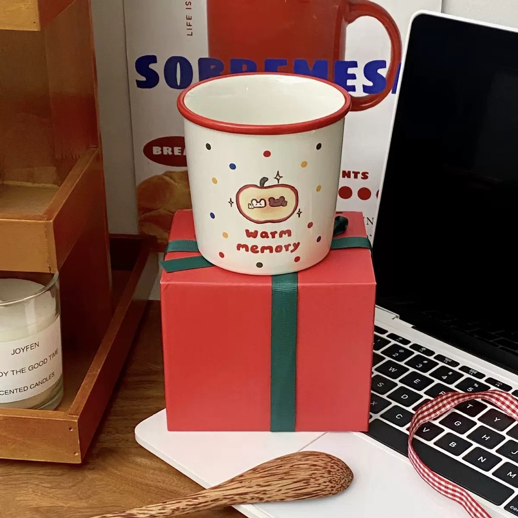 Cốc sứ hoạ tiết táo warm memory