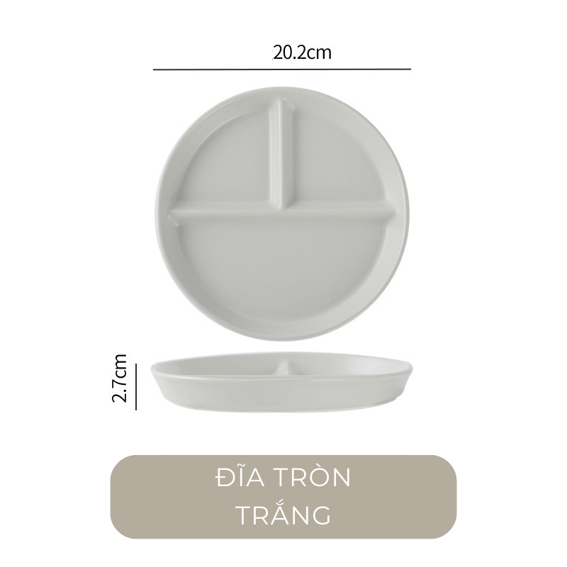 Đĩa sứ chia ngăn màu pastel