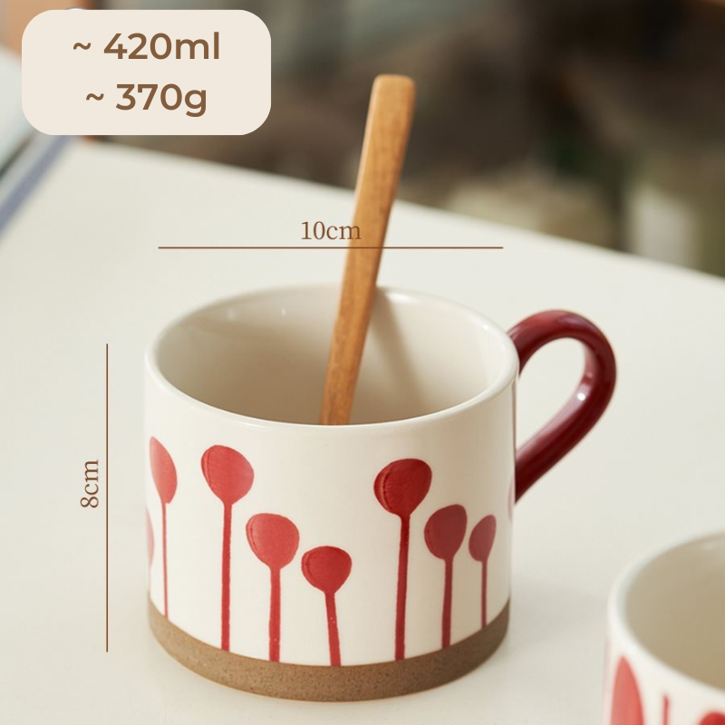 Cốc sứ hoạ tiết màu đỏ