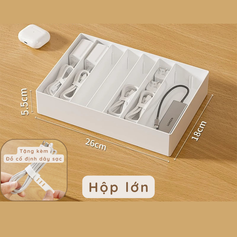 Khay nhựa chia ngăn màu trắng sắp xếp đồ dùng